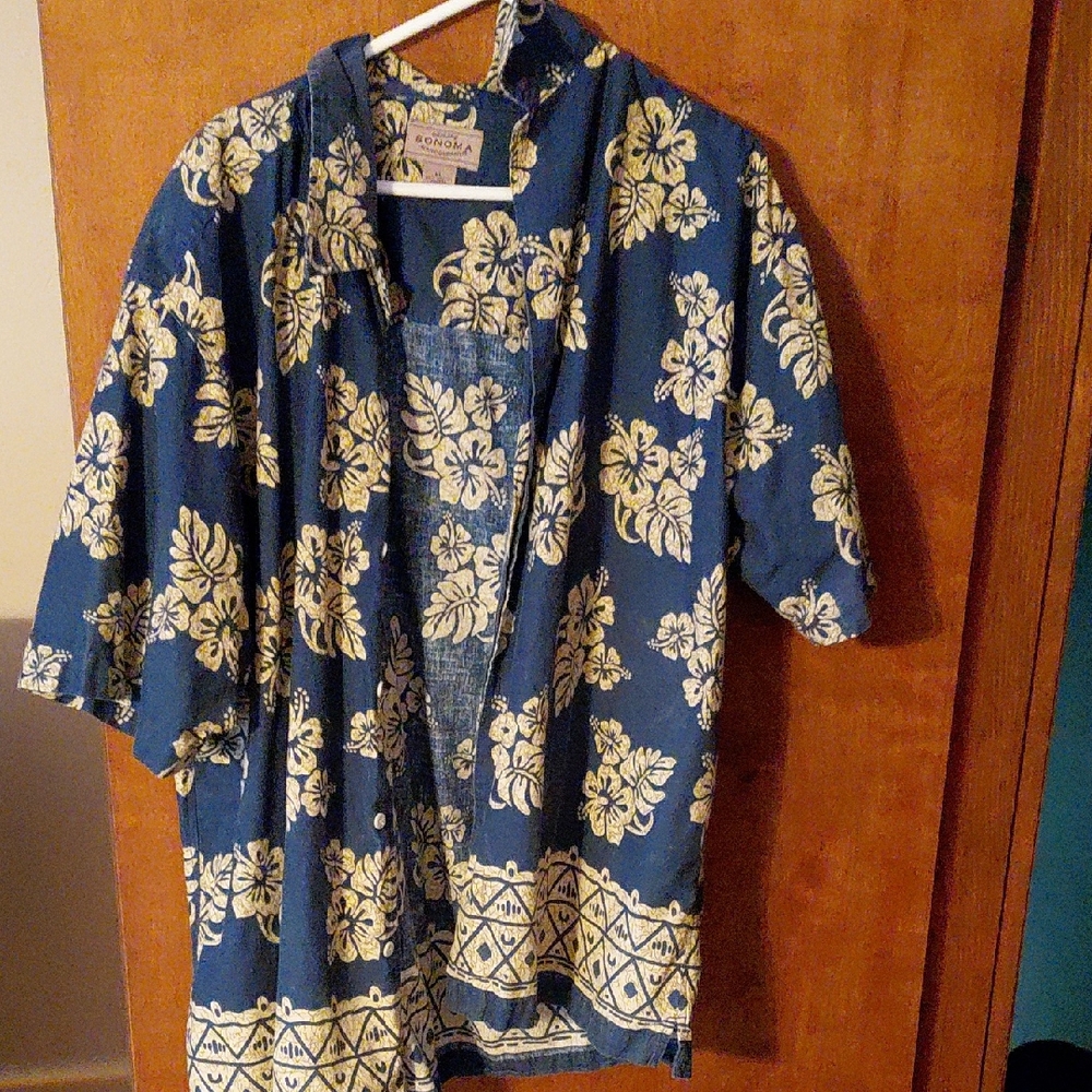 Sonoma Navy and Cream Floral Shirt